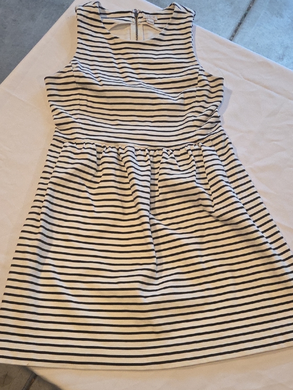 J. Crew White and Black Striped Asymmetrical Dress